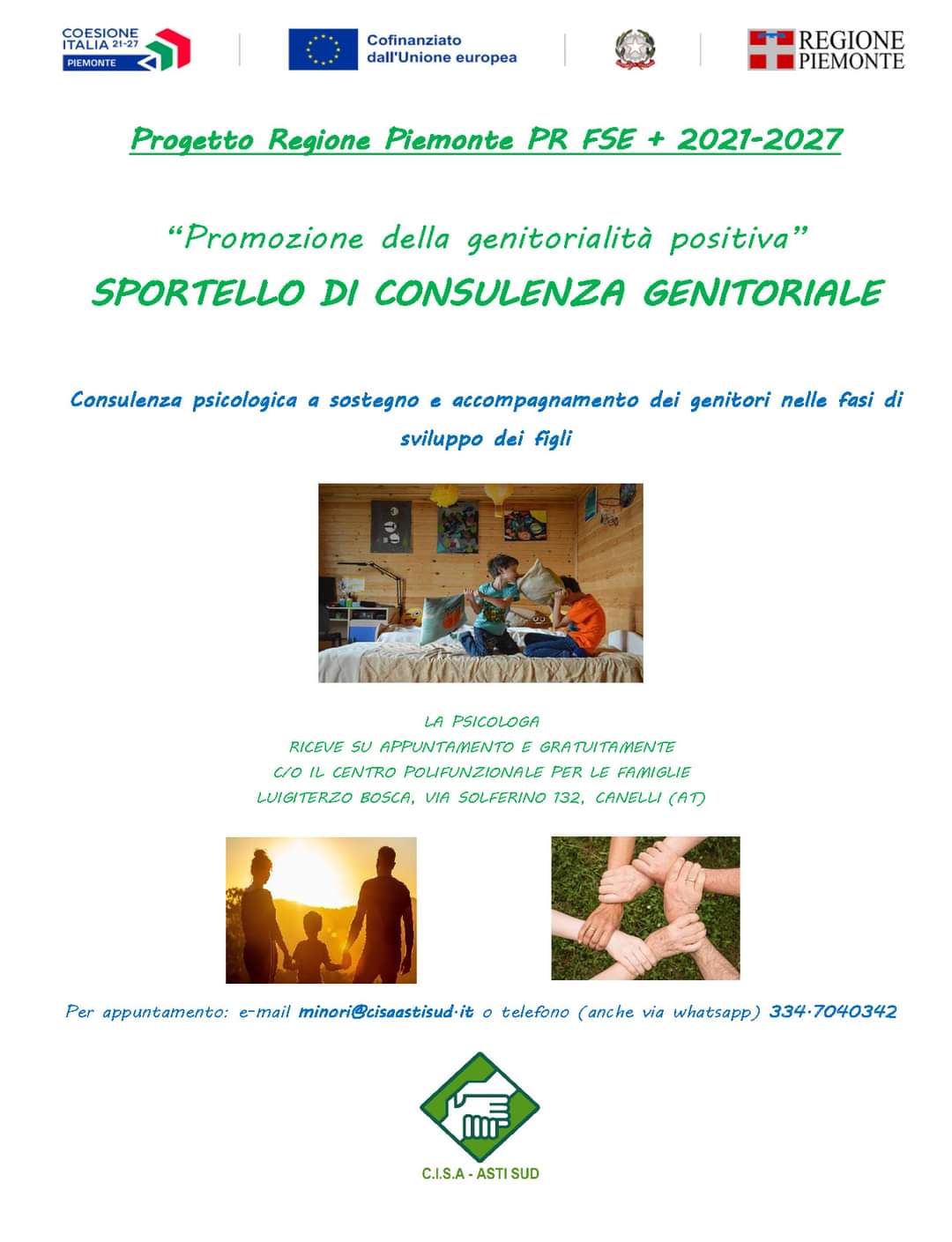 Progetto Regione Piemonte "Promozione della genitorialità positiva"